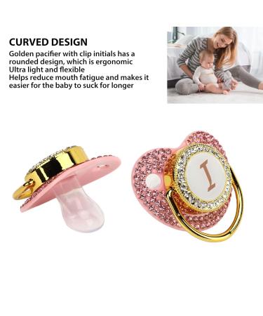 Gold Baby Pacifier Set | Rhinestone Lightweight Pacifier for Babies 6-18 Months | Cute Home Use Gift (Letter I) - Buy Online on SooperMarket.com