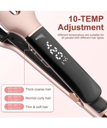 Professional Rose Gold Ceramic Hair Straightener - 4x9mm Plates Digital Temperature Control for Long Thick Hair - International Shipping Available - Buy Online on SooperMarket.com