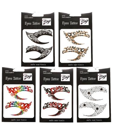 Kilofly 8 Sets Temporary Eye Tattoo Stickers with Crystal Gem Liners - Makeup Transfer Set - Buy Online on SooperMarket.com
