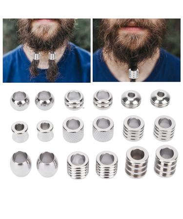 18PCS Hair Beard Beads  Braiding Beads  Stainless Steel Dread Beads  Viking Hair Beads to Fit Your Beard and Braid Hair for Men and Women