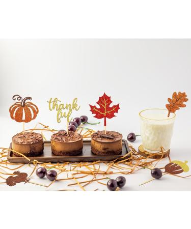 24 Pcs Glitter Thanksgiving Cupcake Toppers for Thanksgiving Day Decorations Fall Theme Turkey Maple Leaf Pumpkin -Thanksgiving Cake Topper for Thanksgiving Party Supplies (Mixed A) - Buy Online on SooperMarket.com