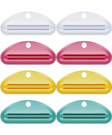 Quesuc 8 Pieces Toothpaste Tube Squeezer Dispenser Toothpaste Clips for Bathroom (Red Green Yellow White)