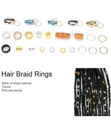 Metal Hair Braid Rings Cute Shell Pendants Decoration for Stylish Hairstyles Fashionable Dreadlock Hair Coils Accessories with Exquisite Patterns Suitable for Home Professional Salon - Buy Online on SooperMarket.com