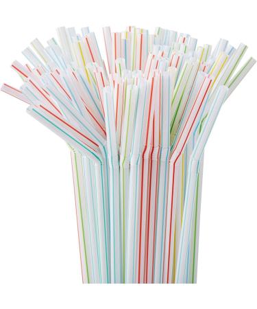 RETYLY 1500 Pcs Flexible Plastic Straws Striped Multi Colored Disposable Straw 8 inch Long - Buy Online on SooperMarket.com