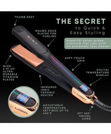 Professional Series MIRA Titanium Flat Iron | Best Hair Straightener & Curling Iron for Thick & Fine Hair | Single-Pass 1 1/4 Inch by MINT - International Shipping Available - Buy Online on SooperMarket.com