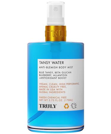 Truly Beauty Tansy Water Anti-Blemish Body Mist and Face Mist for Oily Skin - Face Mist Hydrating Spray for Redness  Inflammation  and Body Blemishes - Hydrating Mist and Bacne Spray - 5.75 OZ