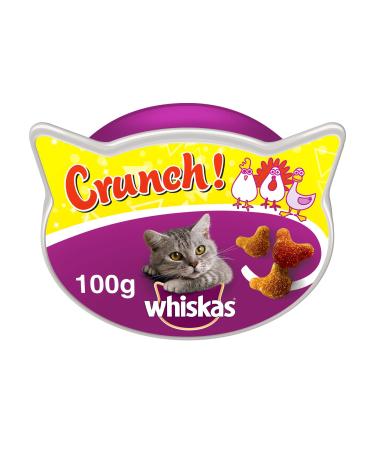 Whiskas Crunch 10 Packets Cat Treats for Adult Cats with a Mix of Delicious Chicken Turkey and Duck Pack of 10 (10 x 100 g)