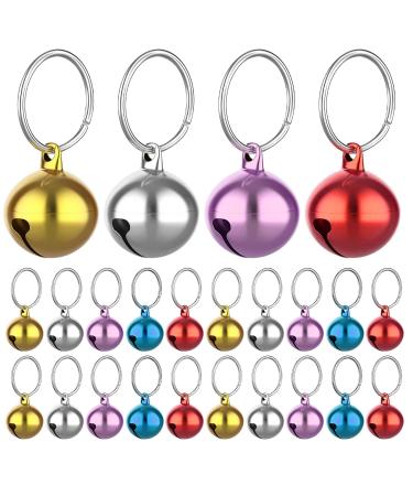 Molain 24pcs Cat Bells with Keyrings- Dog Collar Bells Training Jingle Bell Collar Pendant Pet Accessories Festival Party DIY Small Bells Mixed Color