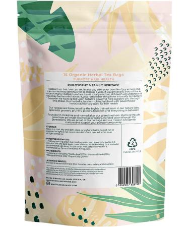 Organic Postpartum Hair Revival Tea by Myrtle & Maude - Vegan & Caffeine-Free (15 Tea Bags) - Buy Online on SooperMarket.com