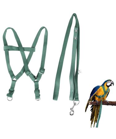 Felenny bird dishes and leash adjustable birdeine indispensable accessories outdoor flight anti-bite suitable for scarlet red ara sun conure nymphensittich papagei green (large)