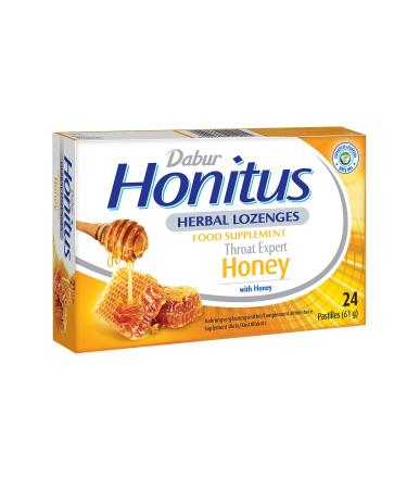 Dabur Honitus Herbal Lozenges | Effective Relief from Cough & Sore Throat Pain | Honey Flavor - 24 Lozenges