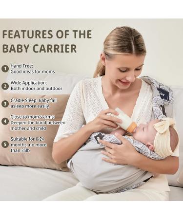 CUBY Natural Cotton Baby Carrier | Extra Comfortable Sling for Newborns & Toddlers - Grey Bear Design - Buy Online on SooperMarket.com