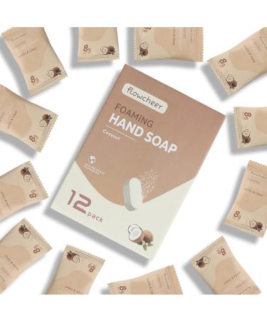 flowcheer Foaming Hand Soap Tablet Refills-12 pack Makes 132 fl oz (12 x 11fl oz Bottles)-Coconut Fragrance Soap Refills Tablets for Using With Foaming Hand Soap Dispenser(Not Included) Only