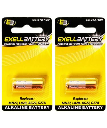 2X Exell EB-27A Alkaline 12V Battery Replaces 27A A27 B-1 CA22 EL-812 EL812 G27A GP27A L828 MN27 R27A