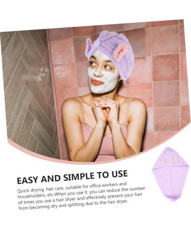 MAGICLULU 2pcs Bunny Ears Dry Hair Hat Hair Ring Aldult Coral Fleece Violet - Buy Online on SooperMarket.com