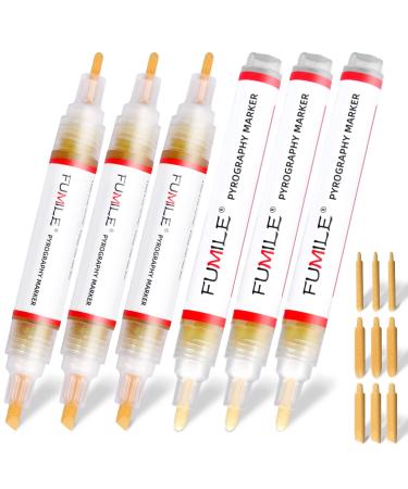 Scorch Pen Markers for Wood,Wood Burning Pen Set with 6PCS Scorch Pen Marker and Equipped with 9PCS Replacement Nib for DIY Wood Painting,Suitable for Artists and Beginners in DIY Wood Projects. 15 PCS Wood Burning Pen Set