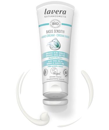 Lavera Basis Sensitive Hand Cream - Organic Aloe Vera & Shea Butter - Vegan Natural Cosmetics - 75ml - Buy Online on SooperMarket.com