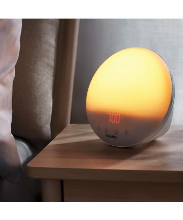 Philips HF3519/01 Wake-Up Light Alarm Clock | Sunrise Function Digital FM Radio White | Best International Shipping - Buy Online on SooperMarket.com