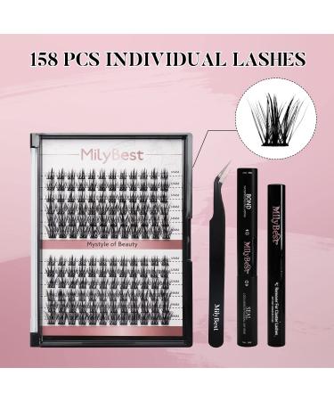 MilyBest DIY Lash Extension Kit - 144 Pcs Individual Lashes, Eyelash Glue, Applicator Tool, and More - Easy to Apply at Home (Kit M03) - Buy Online on SooperMarket.com