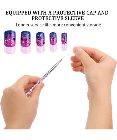 Hanyousheng 3 Pcs Nail Art Brushes Set - Fine Detail Paint Brush Pen for DIY & Professional Nail Art Design - Purple - Buy Online on SooperMarket.com
