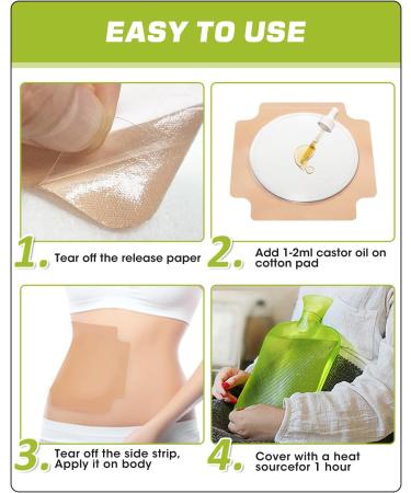 28 PCS Organic Castor Oil Pack Wrap Disposable Castor Oil Packs for Liver Self-Adhesive Castor Oils Wrap Organic Cotton for Stomach and Neck No Wash Easy to Use Anti-Seepage (28Pcs) - Buy Online on SooperMarket.com