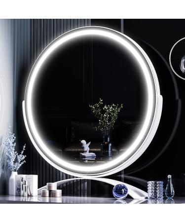 Gvnkvn Vanity Mirror with Lights - 18 Lighted Makeup Mirror with 3 Color Modes and Touch Control - Oval LED Makeup Mirror for Bedroom - 360 Adjustable White - 18x18 - Buy Online on SooperMarket.com