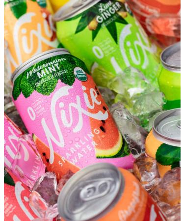 Nixie Sparkling Water Peach Black Tea Lightly Caffeinated (30mg) | 12 fl oz cans 24 pack | Organic Non-GMO 0 Calories 0 Sugar 0 Sodium - Buy Online on SooperMarket.com