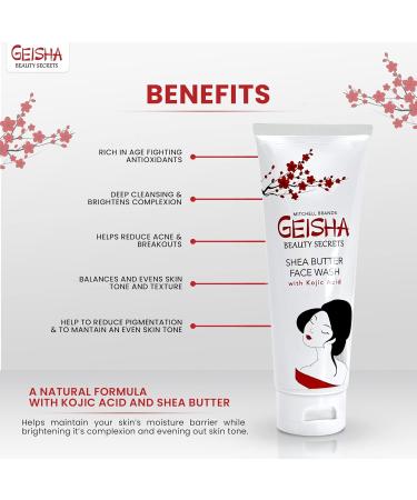 Geisha Kojic Acid Face Wash - 4.4 Fl oz / 118ml 0 Dark Spot Uneven Skin Tone Hyperpigmentation with Shea Butter and Coconut Oil - Buy Online on SooperMarket.com