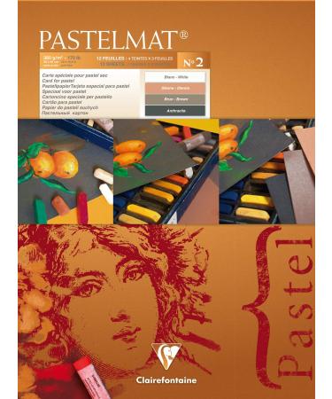 Clairefontaine - Ref 96008C - Pastelmat Pastel Card Pad No.2 (12 Sheets) - 360gsm Card - 30 x 40cm - Assorted Colours - Specially Formulated for Use with Pastels 30 x 40 cm Card Pad No 2