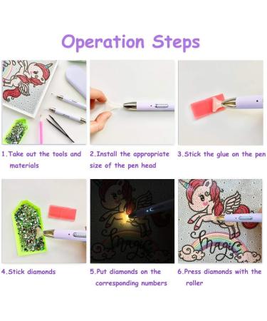 5D Diamond Painting LED Light Pen Kit - Rechargeable Art Accessory with 2 Light Modes, Glue, Clay & Storage Case - Purple - Buy Online on SooperMarket.com