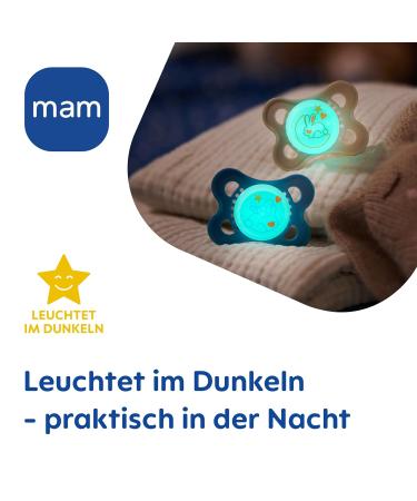 MAM Original Day & Night Pacifier Set - Sustainable & Organic 0-6 Months - Skinsoft Silicone Includes Pacifier Box - B r/Otter/Hase/Moon Blue - Buy Online on SooperMarket.com