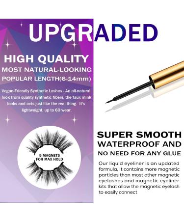 DUOERLA Magnetic Eyelashes with Eyeliner Kit - 10 Pairs Reusable 3D 5D False Eyelashes - Easy to Use Magnetic Lashes Set for Natural Look - Buy Online on SooperMarket.com
