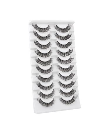 Glowing Win 10 Pair 3D False Eyelashes | Russian Strip Lashes | D Curl Reusable Cat Eye Volume & Wispy Fake Lashes - Buy Online on SooperMarket.com