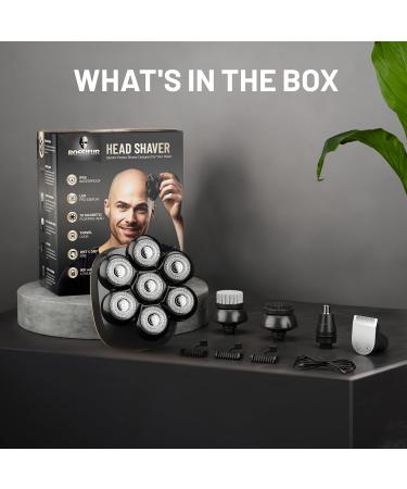 ROSSIFUR 6-in-1 Electric Head Shavers for Bald Men - Wet/Dry, LED Display, Rechargeable - Dark Black - Buy Online on SooperMarket.com