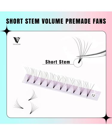 6D Russian Volume Pre-Fanned Lash Extensions 0.10 Thickness 14mm - Short Stem Heat Bonded Fans | Eyelash Extension Supplies - Buy Online on SooperMarket.com