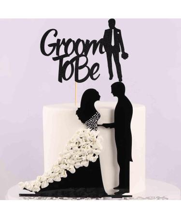 Arthsdite 1Pc Groom to Be Cake Topper Future Mr Engagement Wedding Bachelor Party Decoration Supplies - Black Glitter - Buy Online on SooperMarket.com