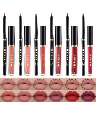 KIMIEYE 6Pcs Lip Liner + Matte Liquid Lipstick Set - Long Lasting, Waterproof, High Pigmented Makeup Gift Set for Women - Buy Online on SooperMarket.com
