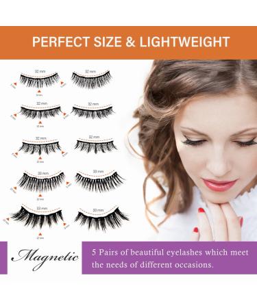 Magnetic Eyelashes with Eyeliner Kit - 5 Reusable Natural Looking Lashes - No Glue Needed - Buy Online on SooperMarket.com