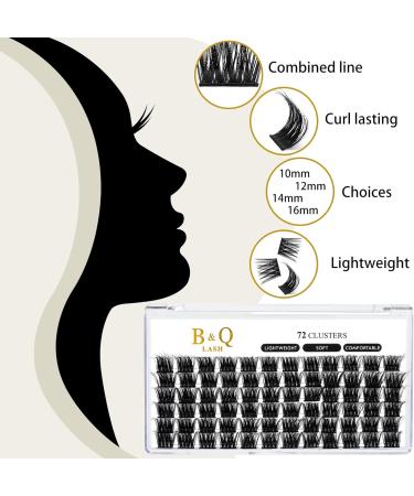 Cluster Lashes C-10mm 72 Clusters B&Q | Mega Volume DIY Eyelash Extensions | Soft Fluffy C D Curl Individual Lash Clusters - Buy Online on SooperMarket.com