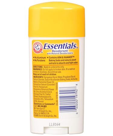 Arm & Hammer Essentials Natural Unscented Deodorant 2.5oz (Pack of 5) - Long-lasting Odor Protection - Buy Online on SooperMarket.com