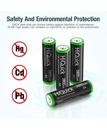 HiQuick AA Rechargeable Batteries 2800mAh - High Capacity 16 Pack | Eco-Friendly & Long-Lasting Performance for International Shipping - Buy Online on SooperMarket.com
