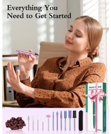Subay Cordless Rechargeable Nail Drill with 12 Bits - Professional Electric File for Nails, Manicure Pedicure Kit - Gifts for Women and Moms - Pink - Buy Online on SooperMarket.com