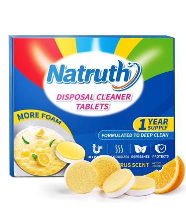 NATRUTH Garbage Disposal Cleaner Tablets - 24 Count - Lemon Scent - Removes Odor & Grease - Safe & Natural - Easy to Use - Deep Cleaning & Freshening - Septic Safe