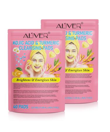 2 Pack Turmeric Cleansing Pads Turmeric Exfoliating Pads for Face Turmearic Cleansing Pads with Vitamin B5 Vitamin C Turmeric Pads Infused Foaming Exfoliating Pads 20 Count (Pack of 2)