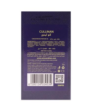 Swiss Arabian Cullinan For Unisex - Luxury Products From Dubai - Long Lasting Personal Perfume Oil - A Seductive Exceptionally Made Signature Fragrance - The Luxurious Scent Of Arabia - 0.4 Oz - Buy Online on SooperMarket.com