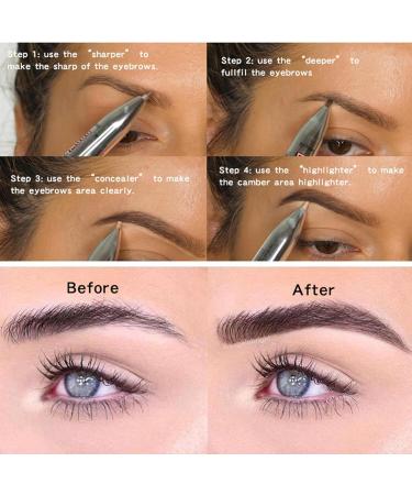 1/3PCS 4 In1 Eyebrow Contour Highlight Pen 4 in 1 Makeup Pen Waterproof Defining Highlighting Brow Pen Rotating Eyebrow Pencil Portable Eye Beauty Makeup Tool Gifts for Birthday Christmas 02# - Buy Online on SooperMarket.com