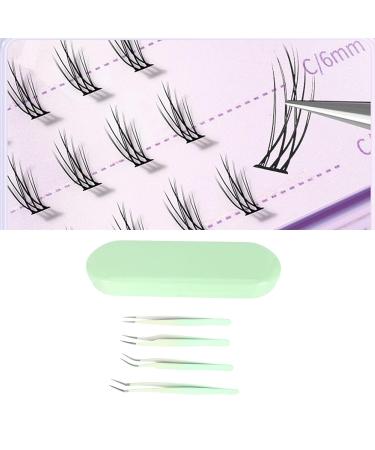 Saluaqui 4-Part Eyelash Sink Set - Stainless Steel Tweezers & Multifunctional Applicator Tools for False Eyelash Extensions | Perfect for Salon & Home Use (Green) - Buy Online on SooperMarket.com