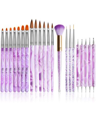 Kalolary 22pcs UV Gel Nail Art Brush Set Acrylic Nail Art Dust Brush Nail Art Dotting Pen Nail Painting Brush Pen Nail Art Tips Builder Brush Gel Nail Painting Tools for DIY Nail Art Designs