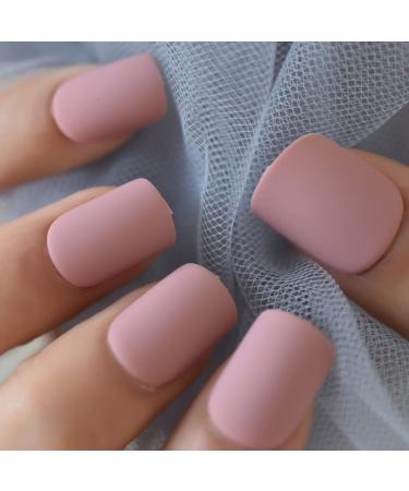 Dried Rose Matte Short Square Acrylic False Nails - 24pcs Set | International Shipping - Buy Online on SooperMarket.com
