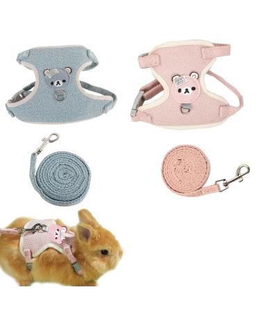 Guoyou 2 pieces of rabbits leash adjustable soft rabbit dishes with a leash rabbit dishes for dwarf rabbits rabbit leash to break -off for small bunny cat dogs pet walking